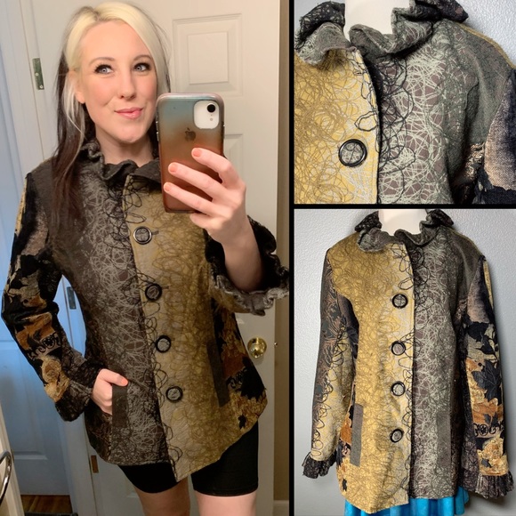 Jackets & Blazers - Fab, patterned, tapestry, ruffle coat!!